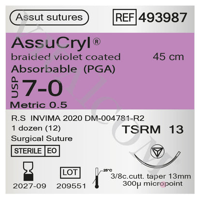 Suturas AssuCryl 7/0 TSRM-13 45cm