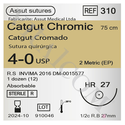 Suturas Catgut Cromado 4/0 HR-27 75cm