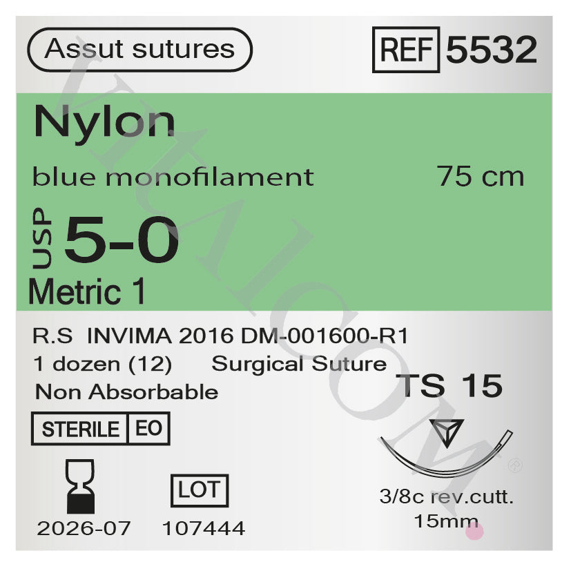 Suturas Nylon 5/0 TS-15 75cm