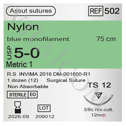 Suturas Nylon 5/0 TS-12 75cm