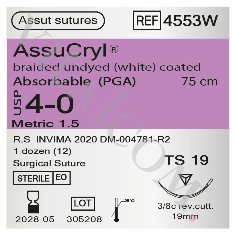 Suturas AssuCryl 4/0 TS-19 75cm