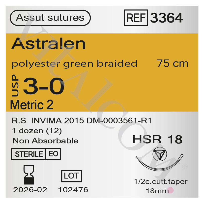 Suturas Astralen 3/0 HSR-18 75cm