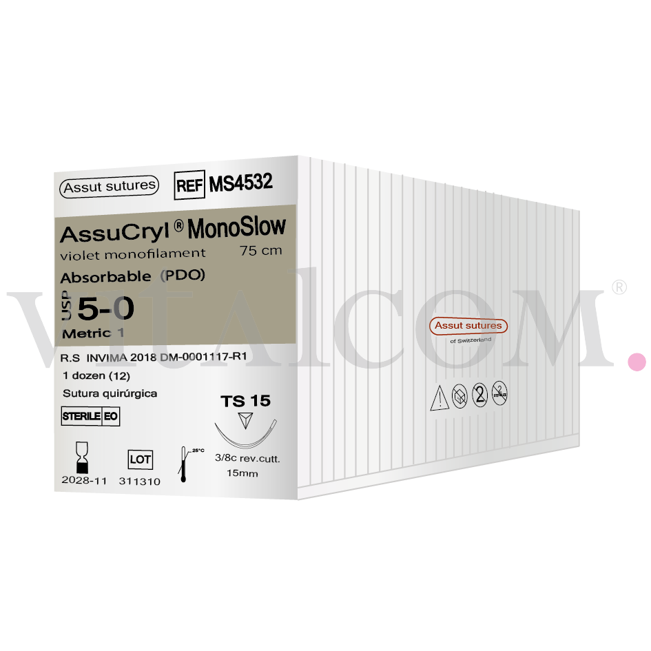 Suturas AssuCryl MonoSlow 5-0 TS 15 75cm