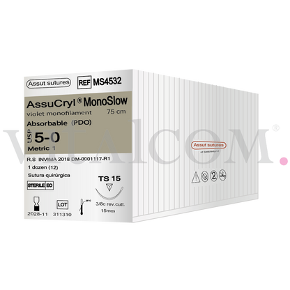 Suturas AssuCryl MonoSlow 5-0 TS 15 75cm