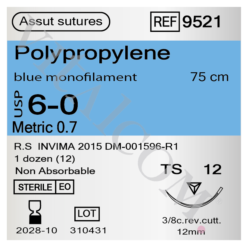 Suturas Polipropileno 6/0 TS 12 75cm